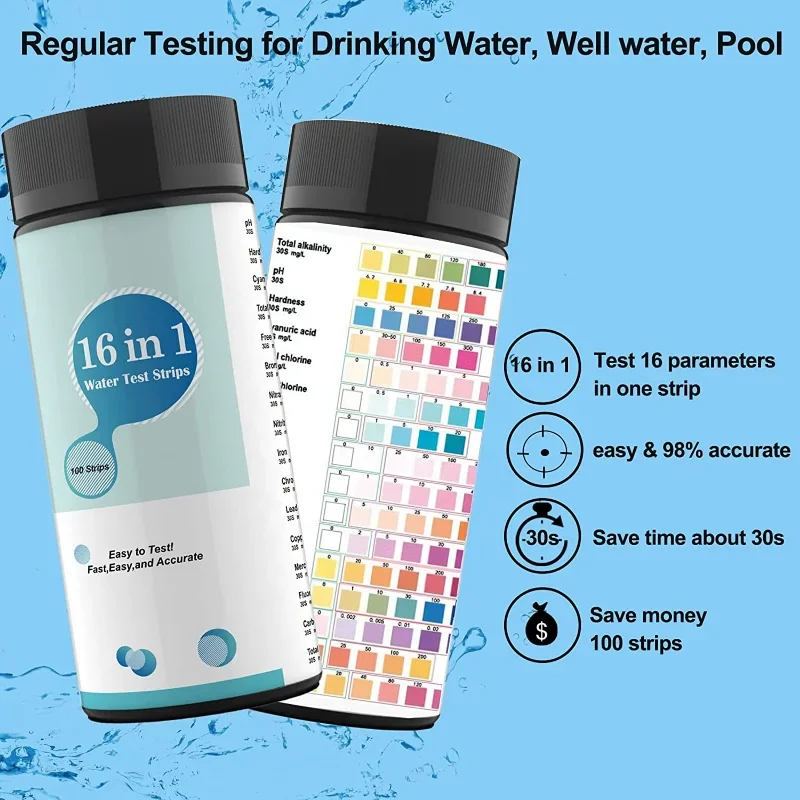 Drinking Water Test Kit Strips for Hardness Chlorine etc.