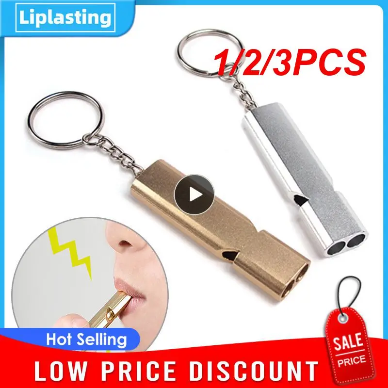 

1/2/3PCS Aluminum Alloy Whistle Outdoor Hiking Camping Safe Survival Warning Dual-tube Whistle Practical Waterproof Team Sports