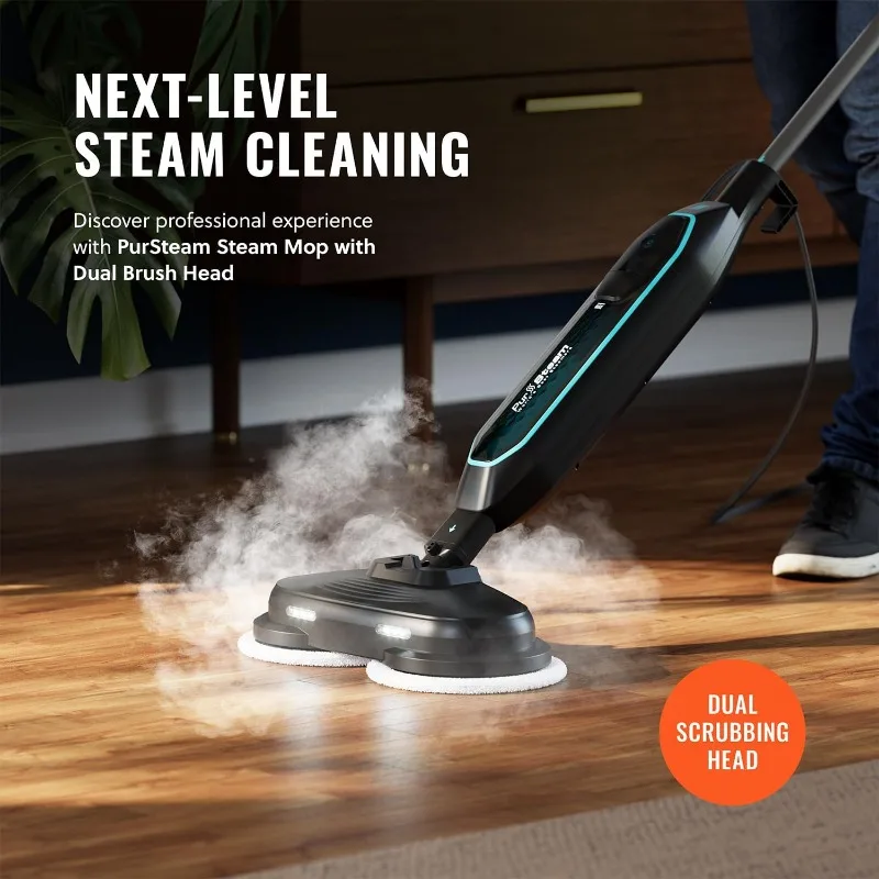 Premium Steam Mop with Dual Scrubbing Head and LED Lights