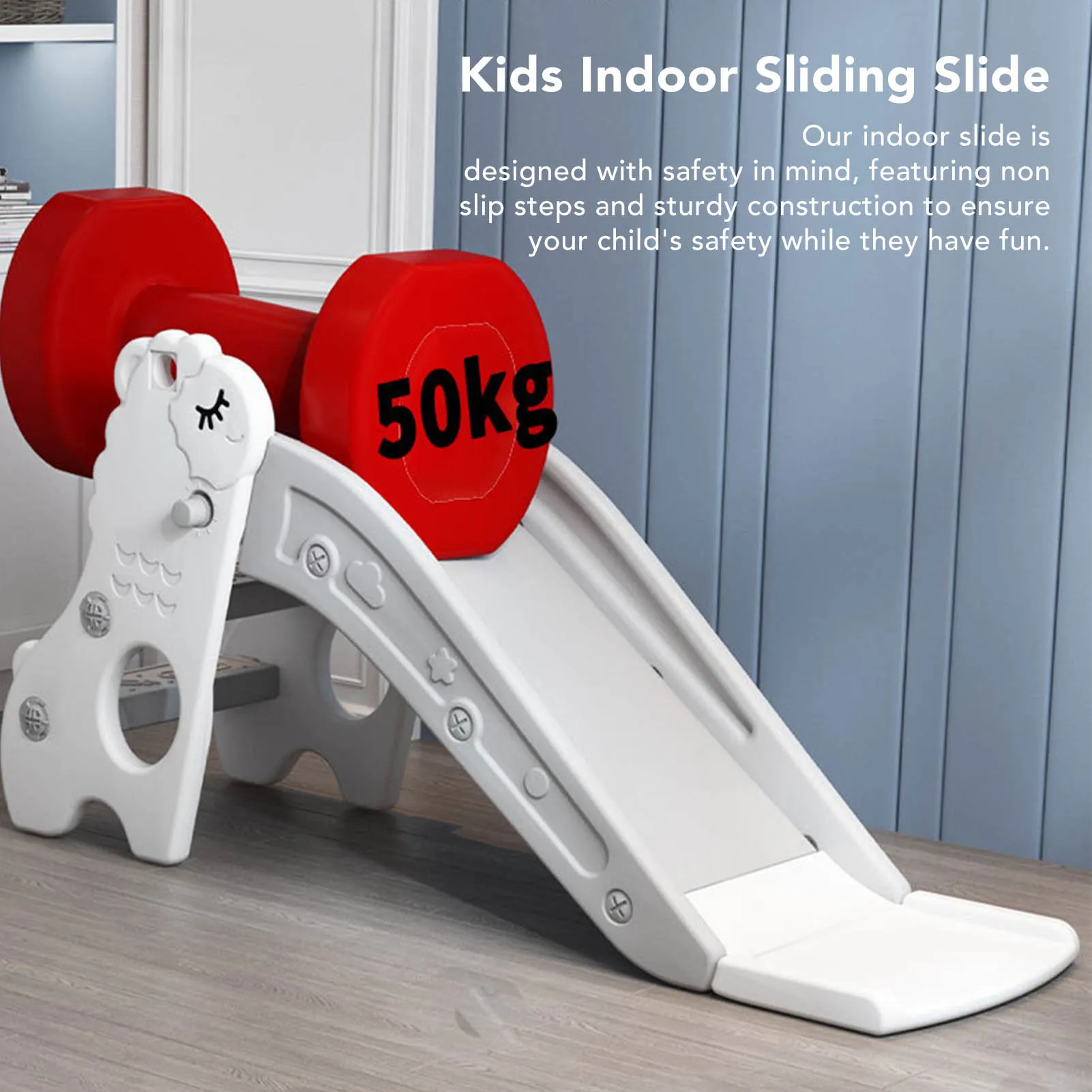 Kids Indoor Sliding Slide Freestanding Folding 2 Stairs Stable Base Climber Play Slide For Toddlers
