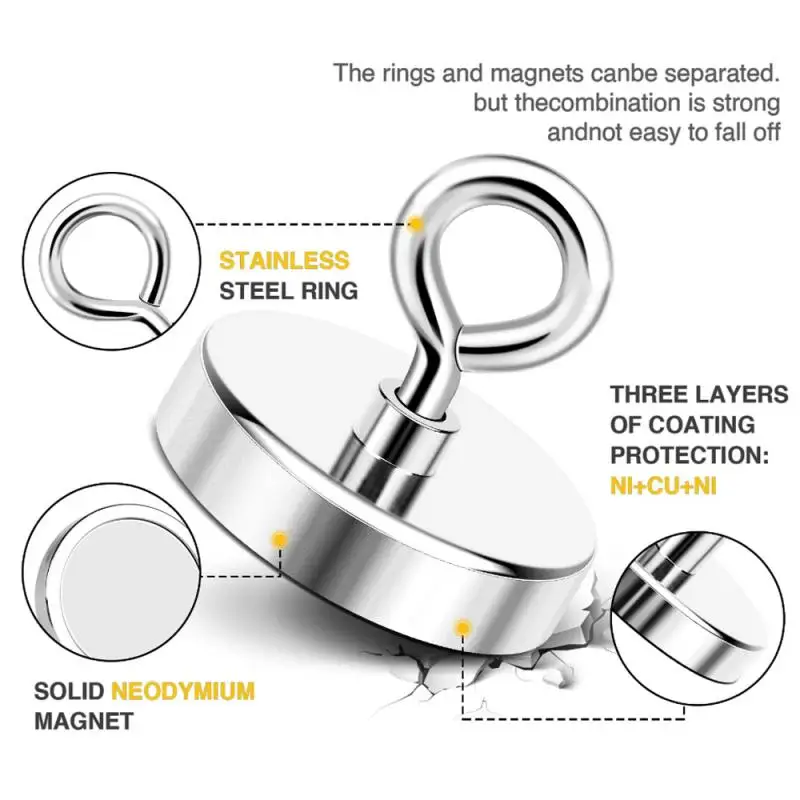 Neodymium Fishing Magnets Hooks Salvage Magnets Magnet Searcher For Fishing