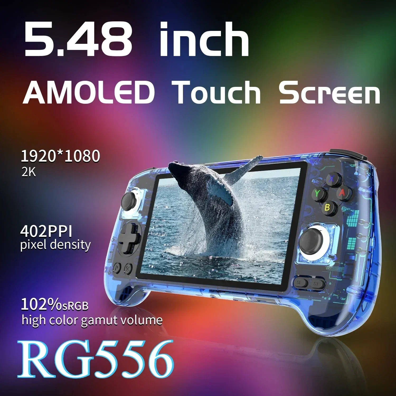 original RG556 Handheld Game Console 5.48'' AMOLED Screen Android System 5500mAH Battery Bluetooth5.0 Portable Video Game Player