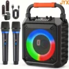T17 Karaoke Machine Comes with 2 Wireless Karaoke Microphones, Portable Bluetooth Speaker Home Karaoke 0K System, with Rgb Colorful Lights 1