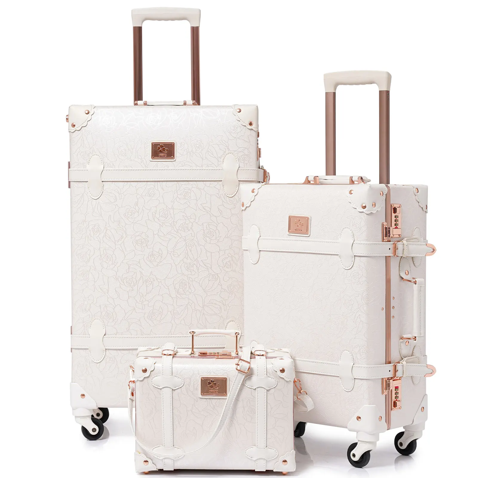 

Urecity Vintage Luggage Sets of 3 Piece - Lightweight Carry on Suitcases - Retro Travel Set with Train Case, 26"+20"+12"