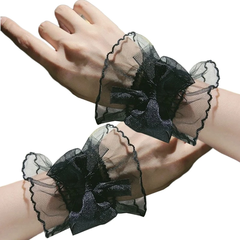 

Sweet Flare Ruffle Sleeves Girls Pleated False Cuffs for Women Skirt Wrist Warmers Female Pleated Wrist Cuffs Supplies