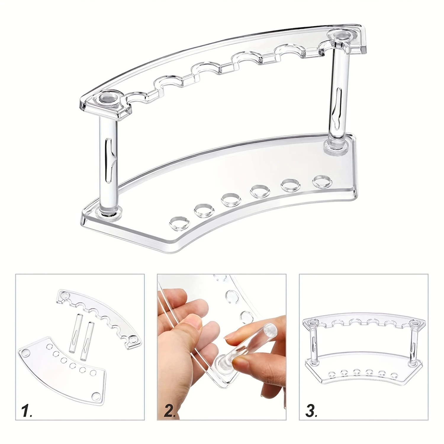 Pen Holder, 2 Pieces 6-Slot Pen Display Stand Multifunctional Acrylic Display Stand Eyebrow Pen Stand Makeup Brush Rack Organize 6
