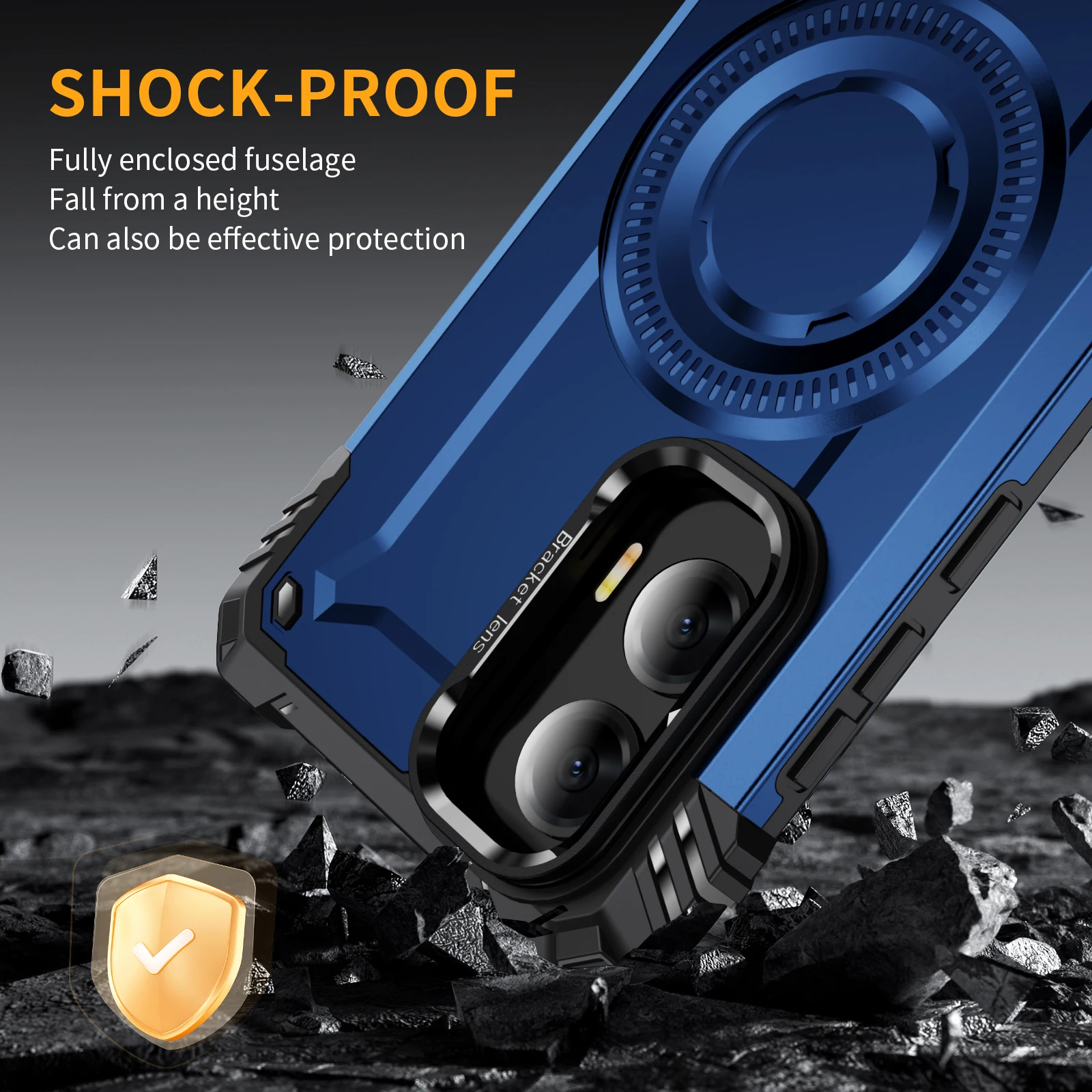 Magnetic Armor Shockproof Case with Magsafe and Metal Lens Stand Cover