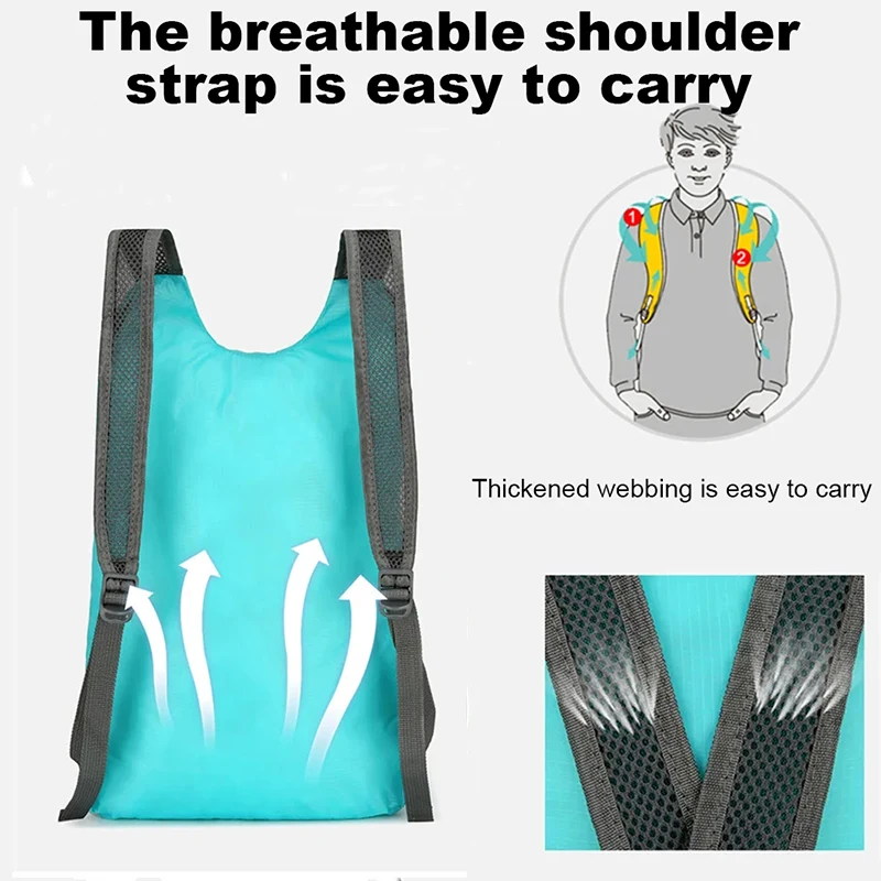 High Quality Lightweight Waterproof Nylon Fabric Outdoor Sports Bag Large Capacity Foldable Camping Backpack Hiking Day Bag