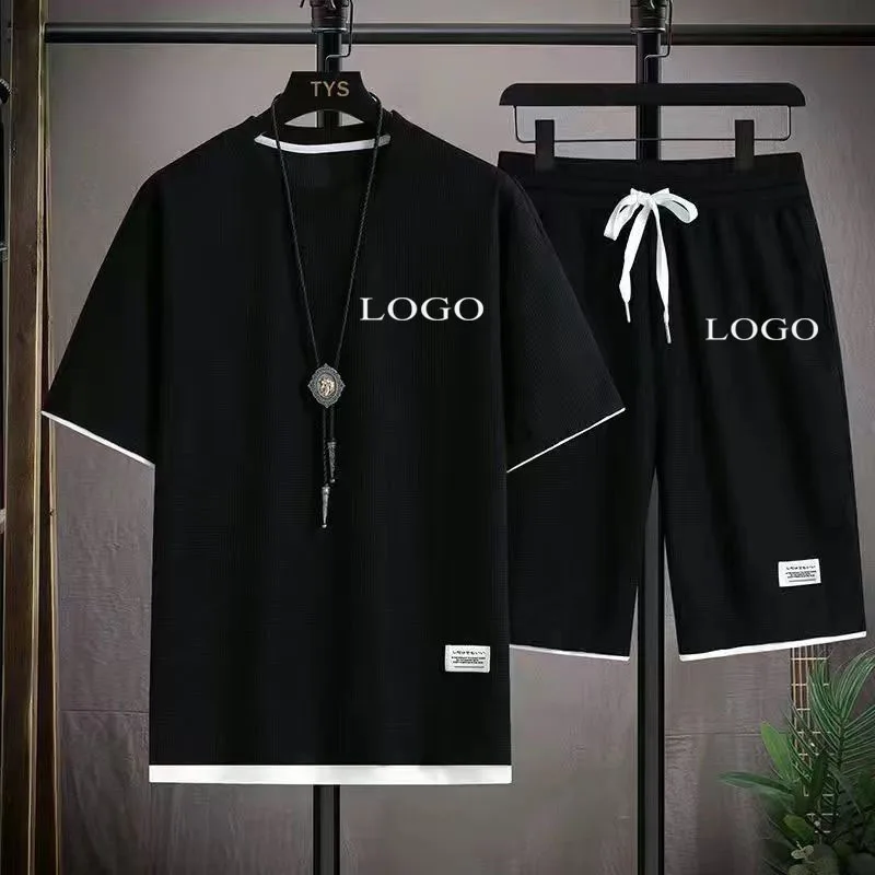 Your Own Design Brand Logo/Picture Personalized Custom Anywhere Men Women DIY Waffle Short Sleeve Set Fashion New