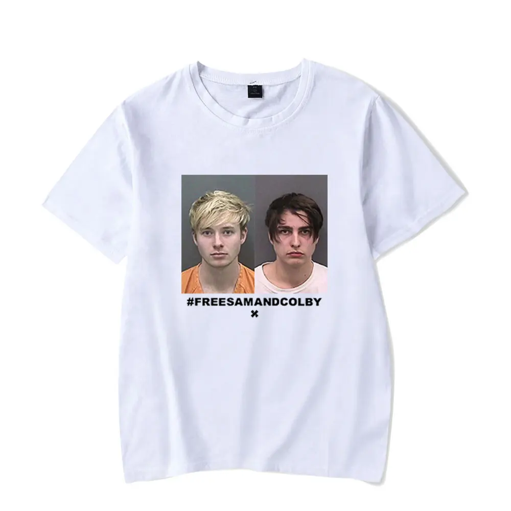

Футболка Sam and Colby XPLR Mugshot для женщин и мужчин, модная повседневная футболка с коротким рукавом, уличная одежда