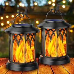 LED Solar Energy Simulation Flame Lamp with Clip Waterproof Outdoor Wall Lamp Garden Landscape Lamp Garden Christmas DecorationL