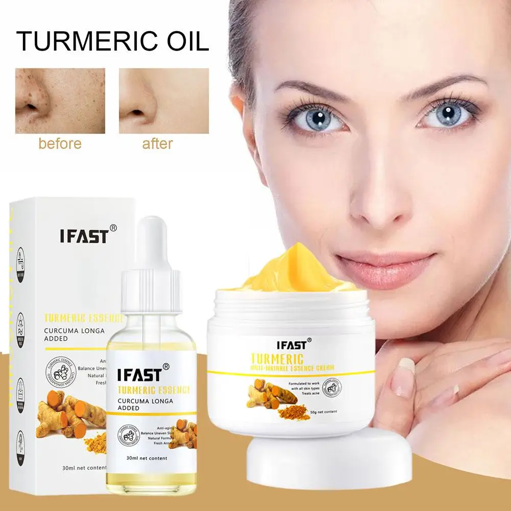 

Turmeric Serum Liquid Whitening Face Cream Remove Dark Melasma Acne Anti-aging Freckles Spots Scar Skincare