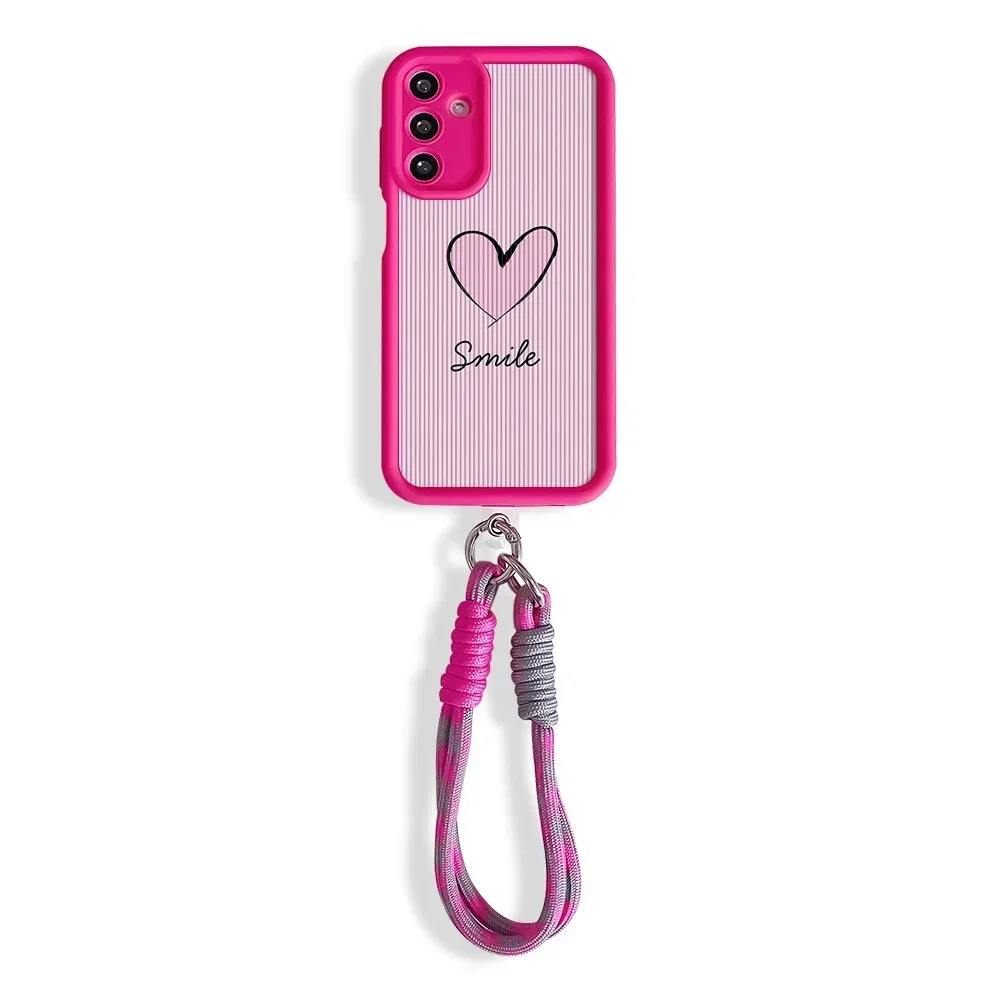 Love Heart Wrist Chain Lanyard Phone Case with Hang Strap Cover