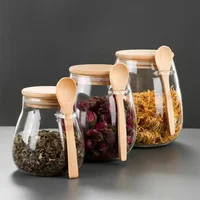 Large Capacity Transparent Glass Miscellaneous Grain Snack Storage Sealed Jar With Spoon Lid Tea Jar Storage Jar 2