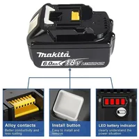 100% מקורי סוללת מקיטה, 18V 6.0Ah סוללה נטענת, מחליף את סוללת מקיטה BL1830BL1840BL1850BL1860B, סוללת כלי עבודה 5