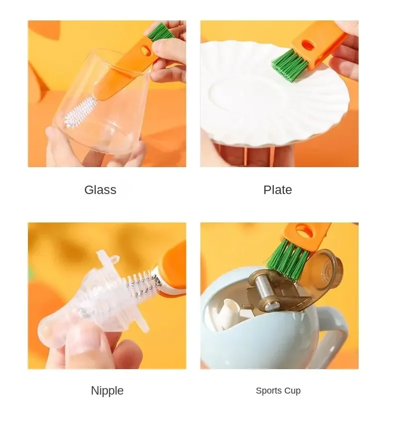 Hand-held bottle cap cleaning brush