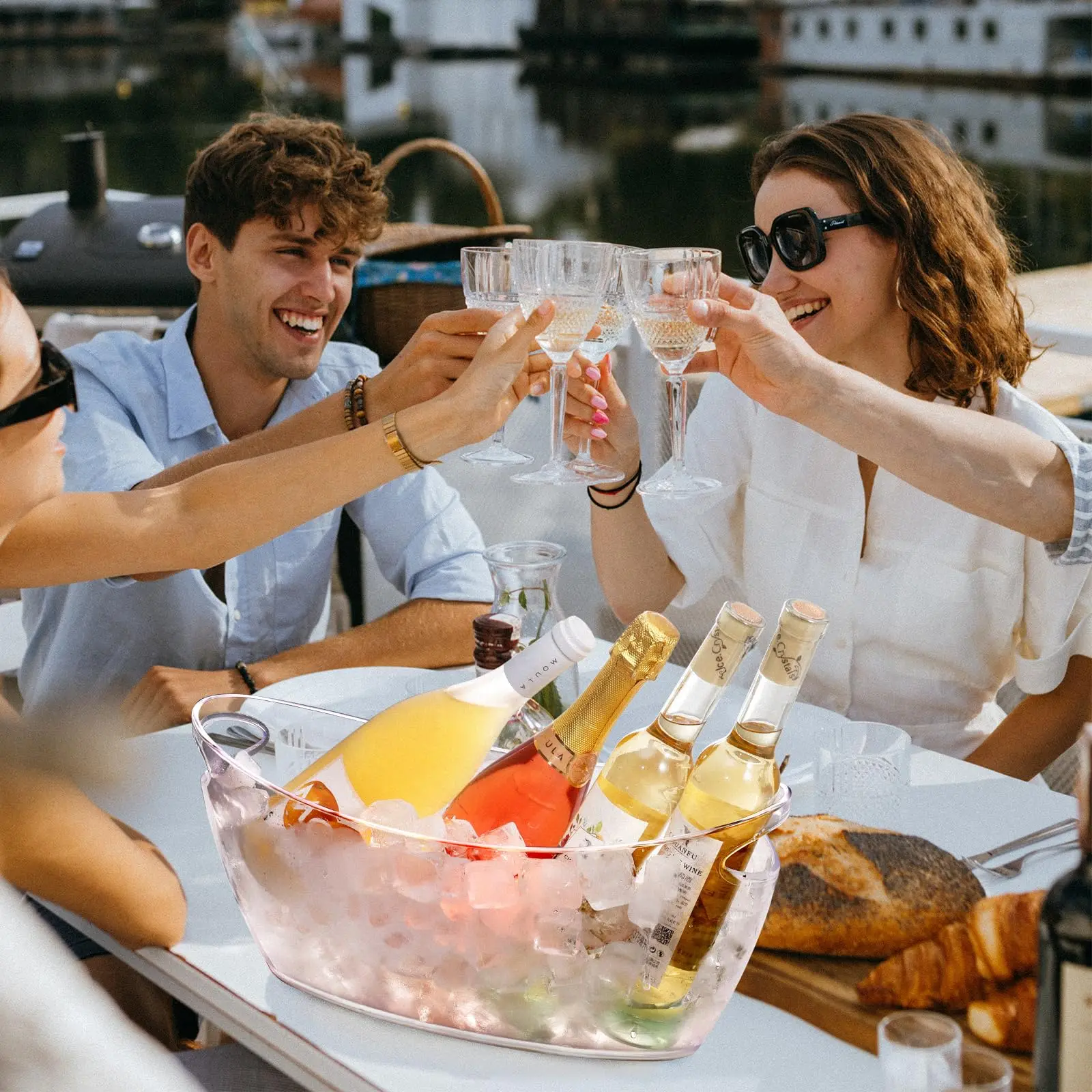 1pcs Plastic Ice Bucket Ice Buckets For Parties Beverage Tub For Bucket Household Kitchen Bar Bottle Cooler Wine Ship Type NEW