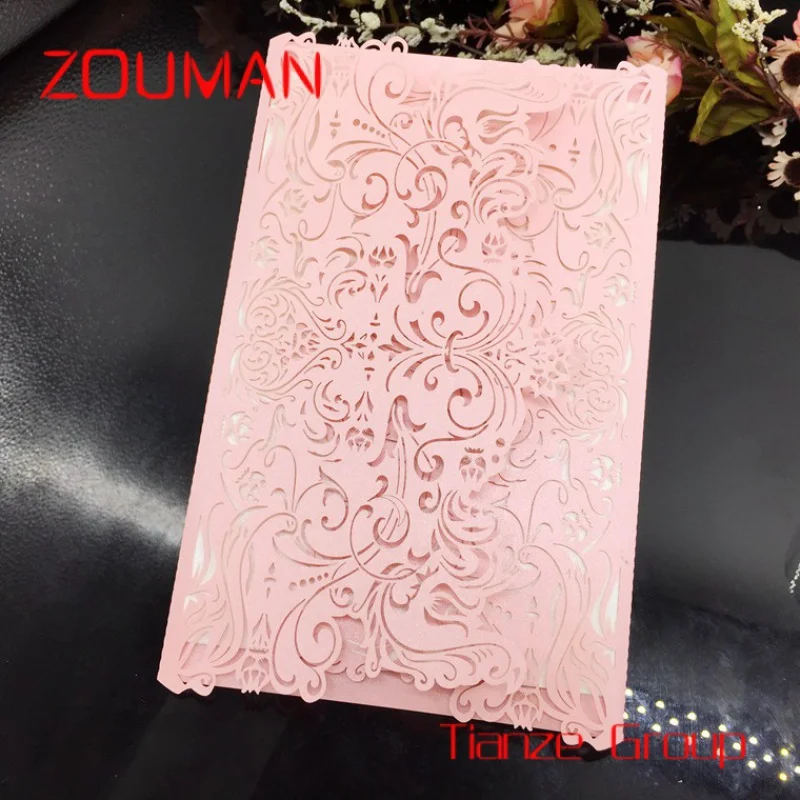 Custom , Sweetmade luxury floral gate printable wedding invitations paper laser cut customized colorful wedding invitation cards