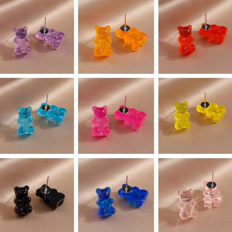 Nette Gummibärchen Ohrstecker für Frauen Candy Farben Tier Baumeln Ohrringe Brincos Femme Mädchen Party Urlaub Schmuck Geschenke