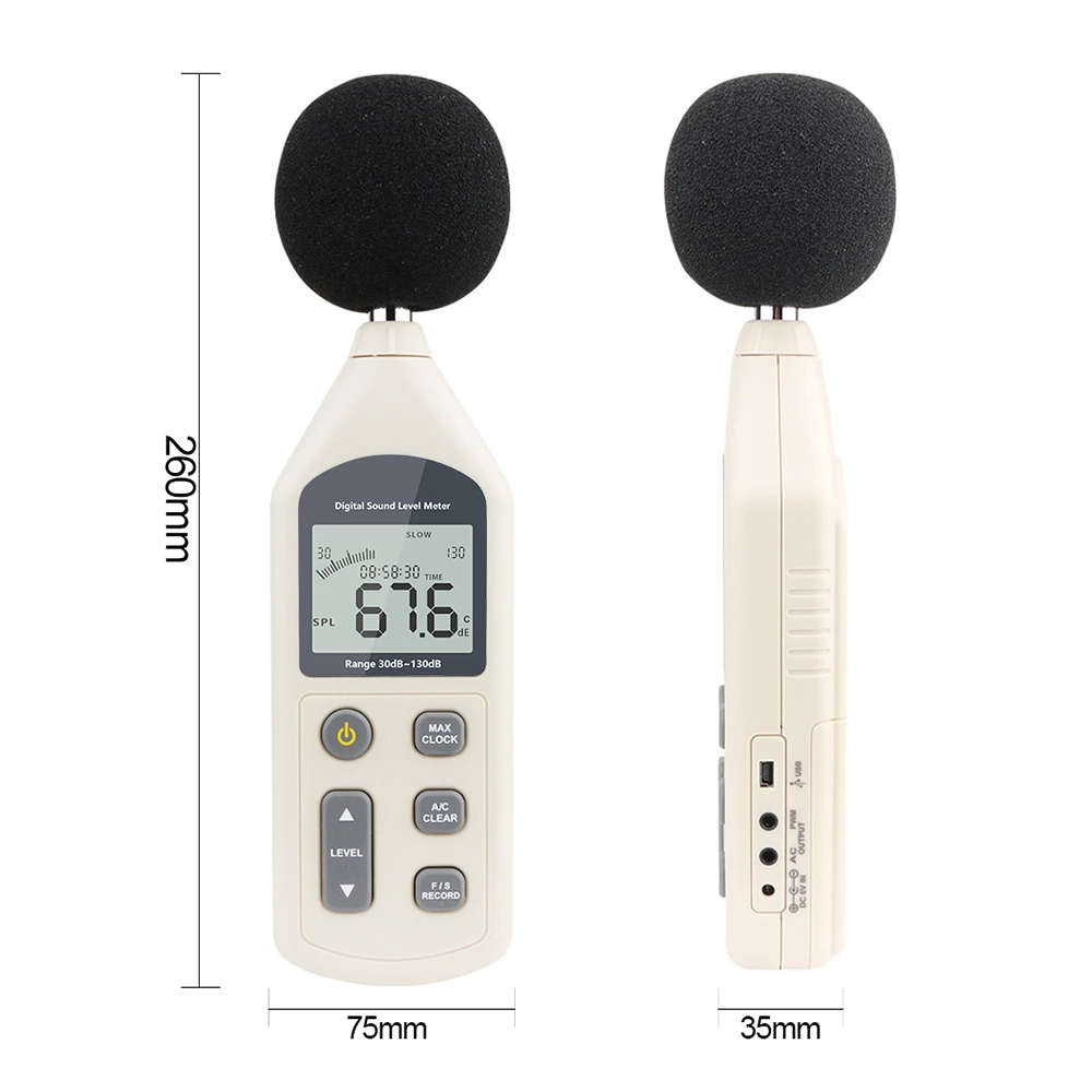 Sound Level Meter Digital Noise Meter RZ Digital Sound Level Meter Noise Measuring Instrument 30-130dB Sound Level Auto Sonometer Decibel