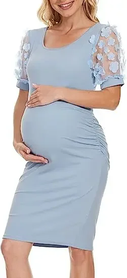

Flower Mesh Maternity Dresses Photoshoot Cute Pregnancy Photography Dress 2023 Summer Female Clothes For Pregnant Women Costume