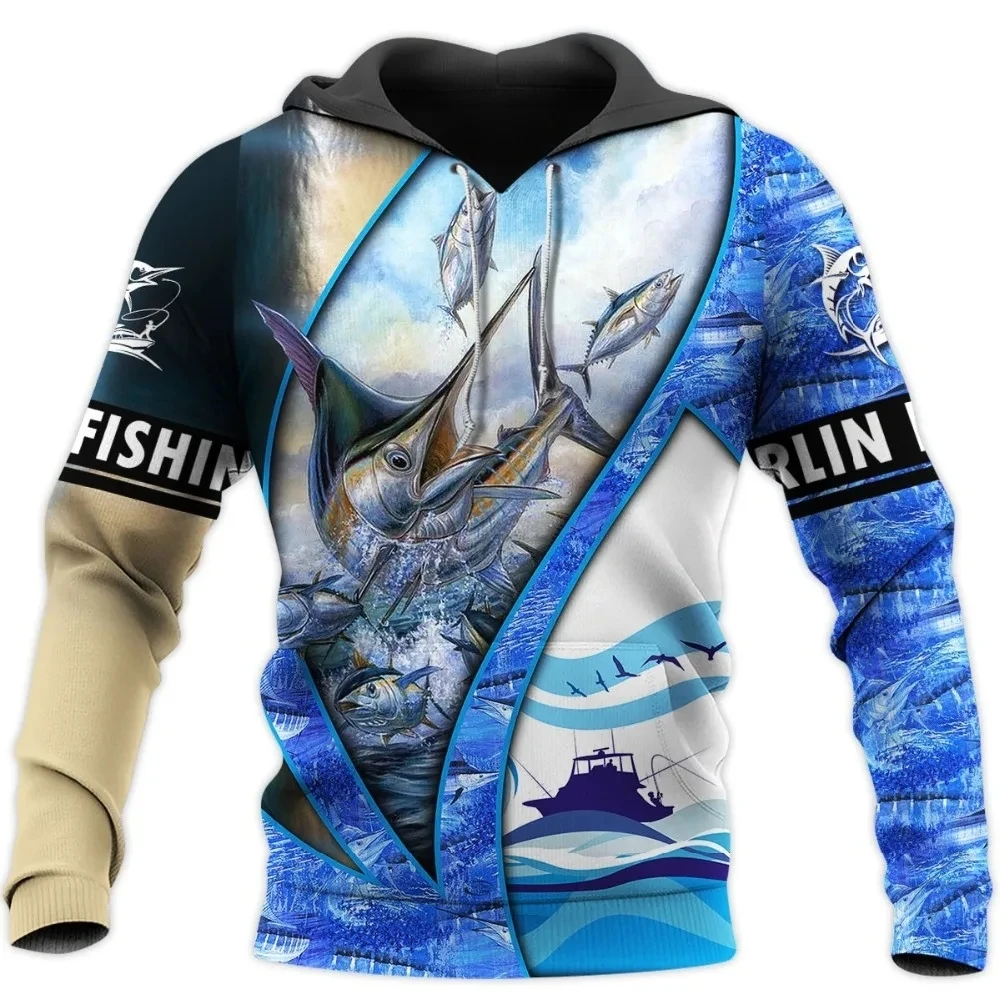 Offshore Tuna Fishing Unisex Performance Hoodie, 100% Polyester, Moisture-Wicking Activewear