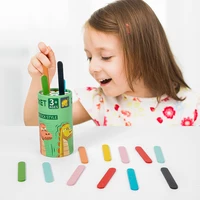 Kids Color Classification Cognition Cup Kindergarten Montessori Early Education Classification Bucket Colored Wooden Stick Toys 2