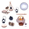 1Set Dollhouse Miniature Fabric Honey Bread Picnic Basket Kitchen Model Camping Scene Decor Toy Doll House Accessories 1