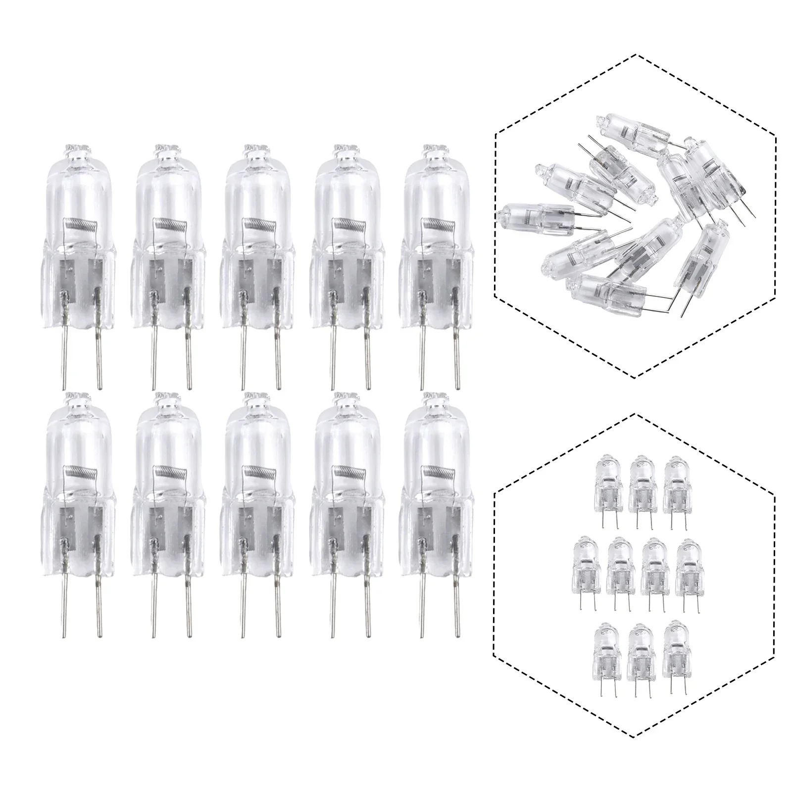 Halogen Lamp Bulb 2 Pin G4 12V 5W/10W/20W/30W/50W Desk Replacements 10pcs