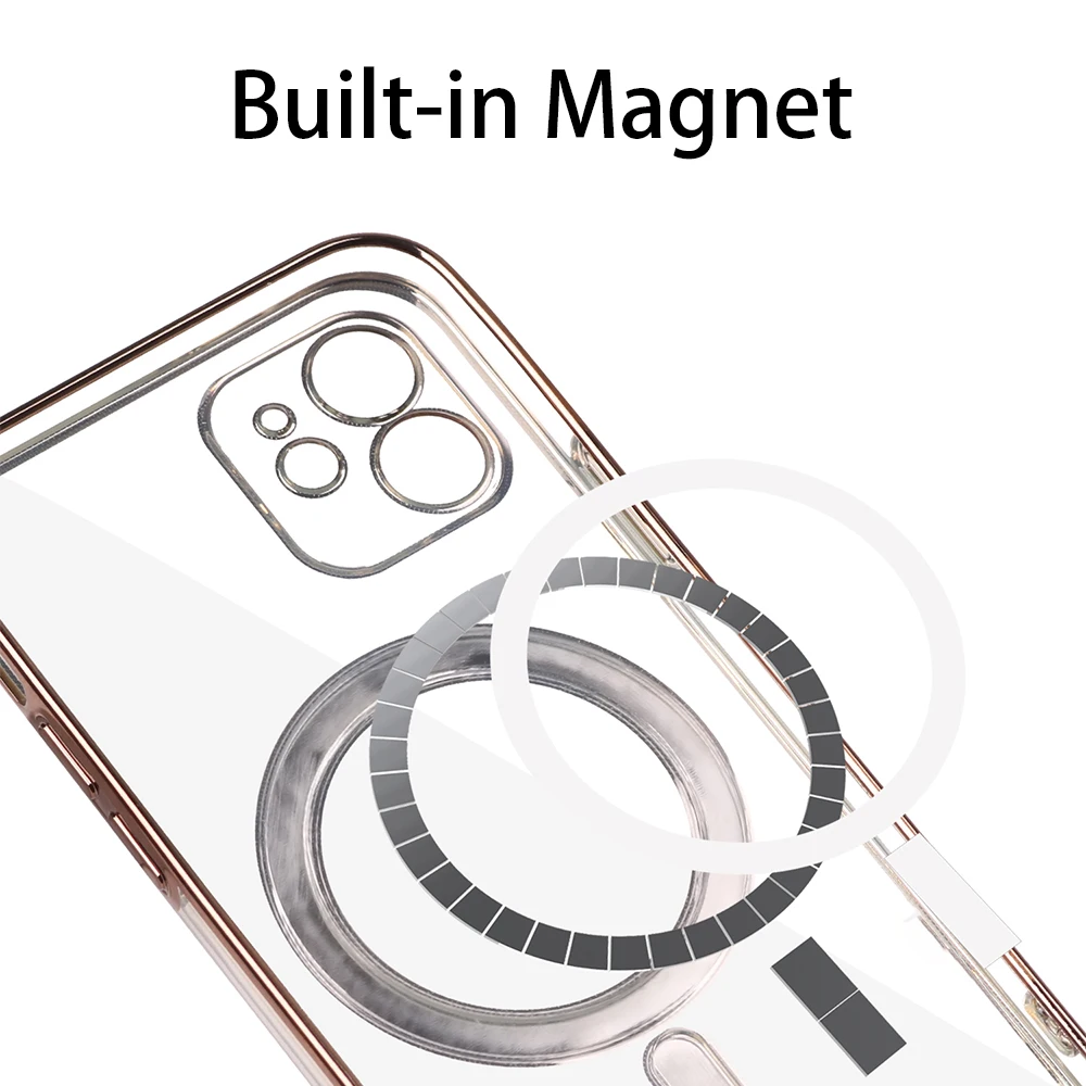 For IPhone 13 12 11 Pro Max Magsafe Magnetic Wireless Charging Case IPhone X XR XS 7 8 PlusElectroplated Frame Transparent Cover apple mag safe