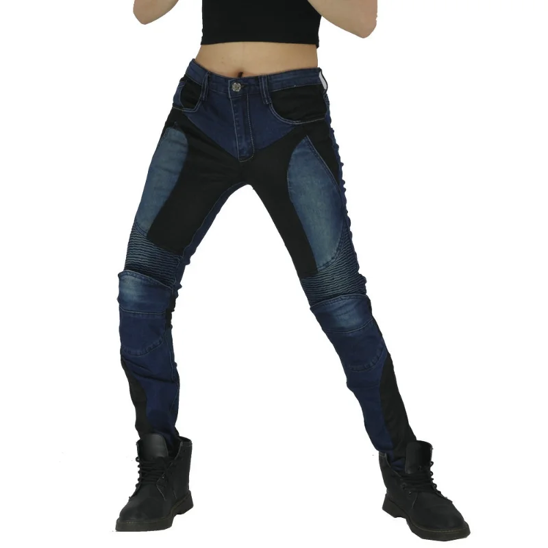 여성용 여름 통풍 오토바이 청바지 LOONG BIKER, 슬림형 안티폴 바이커 라이딩 팬츠 (기어 포함)