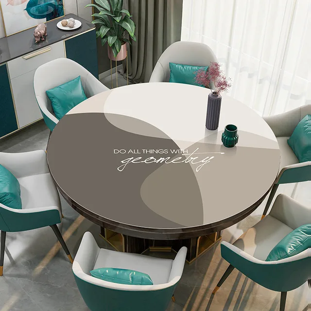 Nappe ronde en PU imperméable, tapis de Table à dîner, résistant à l'huile, comptoir de cuisine, décoration de la maison, tapis de bureau de Restaurant moderne 1