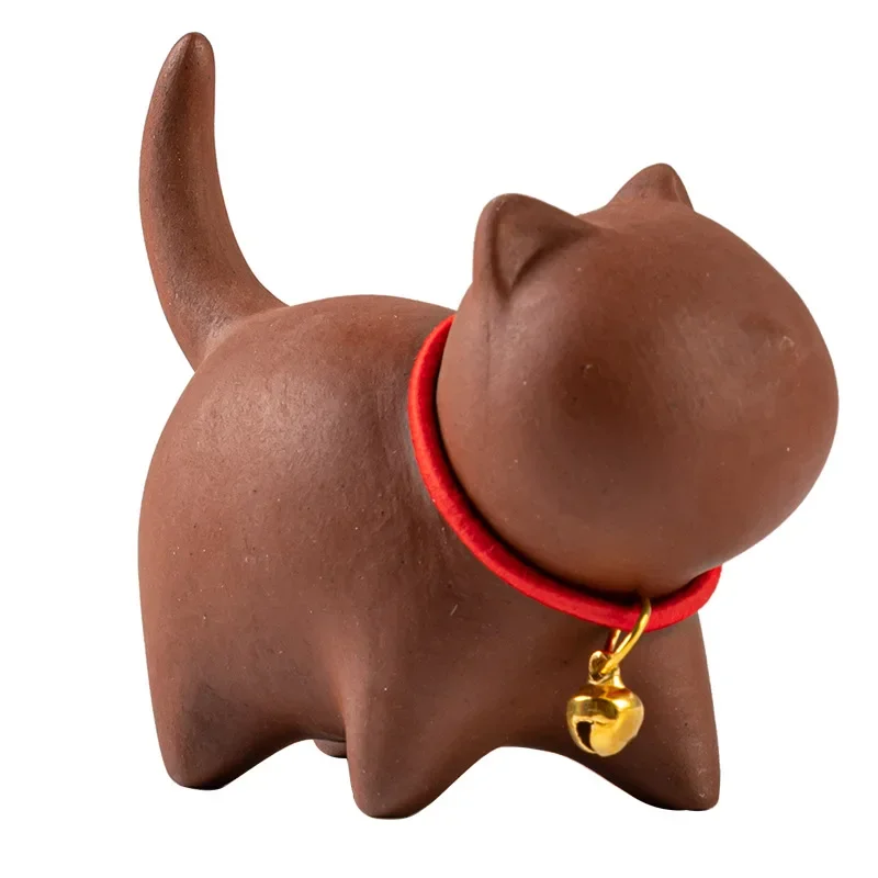 Creative Kitten modeling Ceramic Kung Fu Accessories Purple Clay Tea Set for Pets Cute Cat Raise Tea Fun Home Tea Art Ornaments