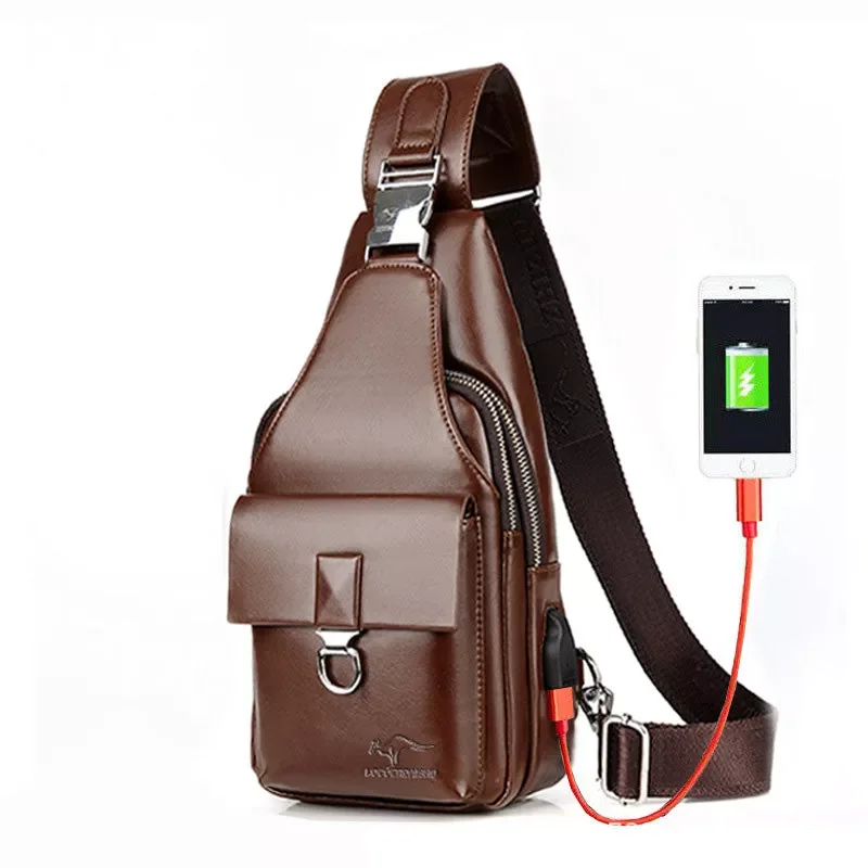 

2022 Men's Rechargeable Waterproof High-quality Chest Bag USB Charging Travel Shoulder Bag Daypack Male
