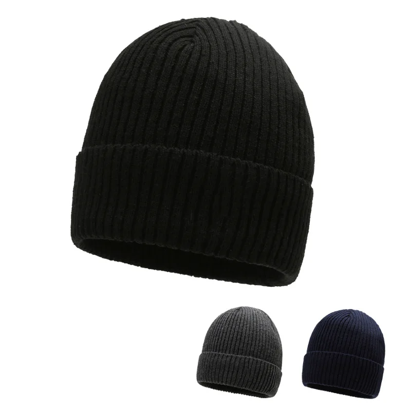 

Men's Winter Knit Hats Soft Stretch Cuff Beanies Cap Comfortable Warm Slouchy Beanie Hat Outdoor Riding Knitted Cap