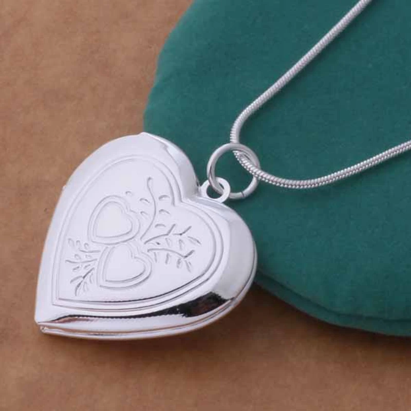 925 Sterling Silver Necklace Pendan Heart Picture frame For Women Exquisite Student Girlfriend Jewelry Accessories Wedding Gift