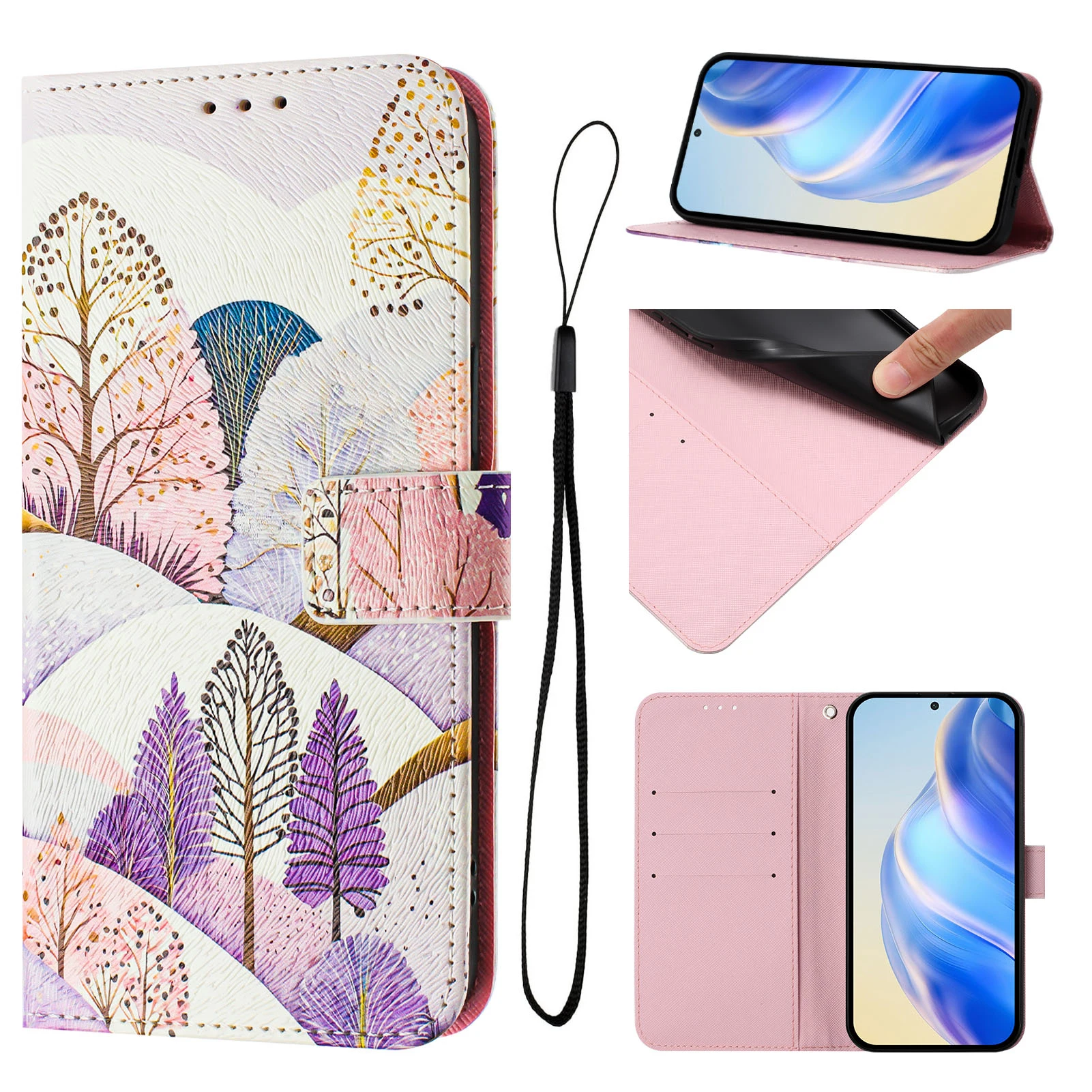 Leather Magnetic Flip Wallet Phone Case with Card Slots and Holder