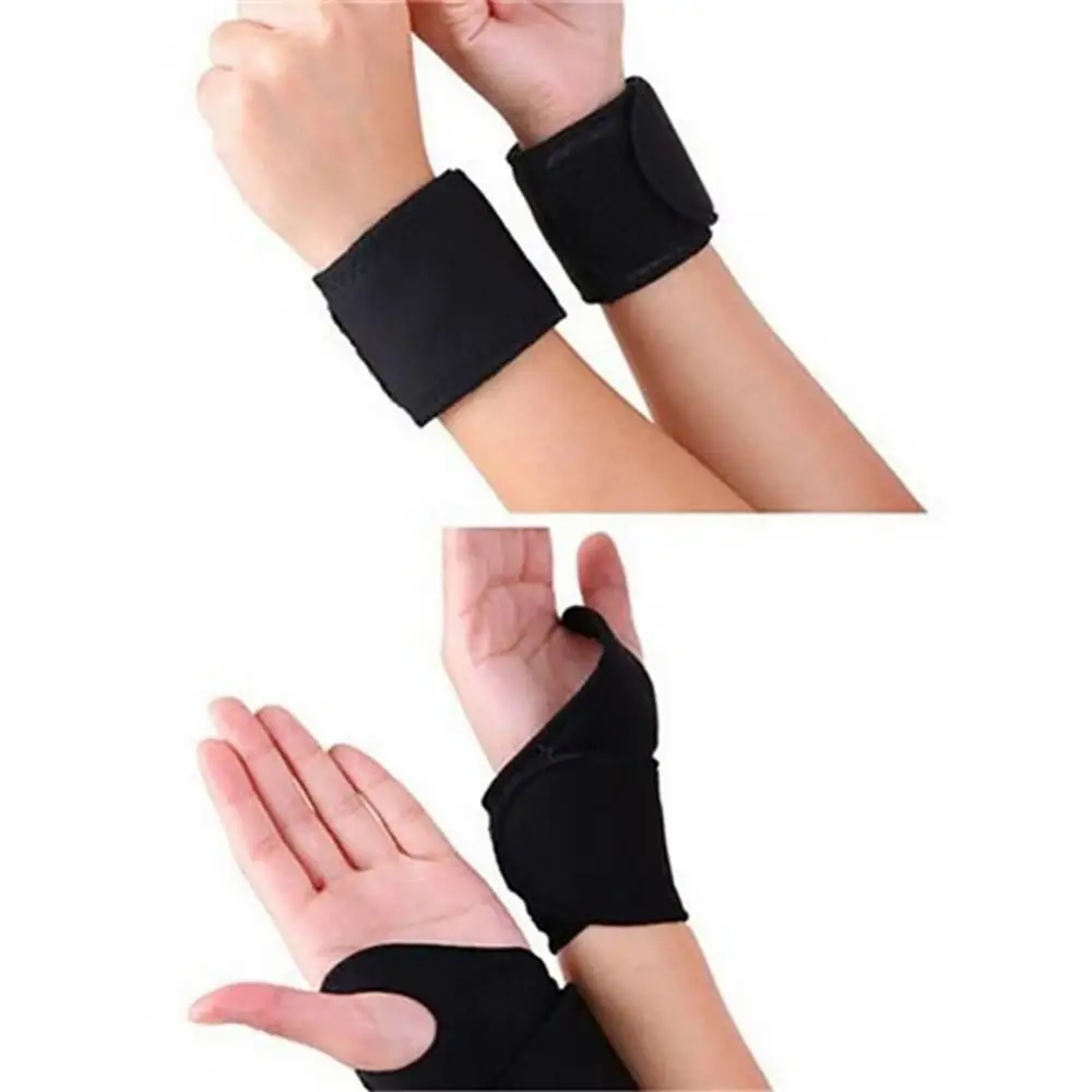 1 Pair Self-heating Magnetic Warm Wristband Wrist Support Brace Guard Protector