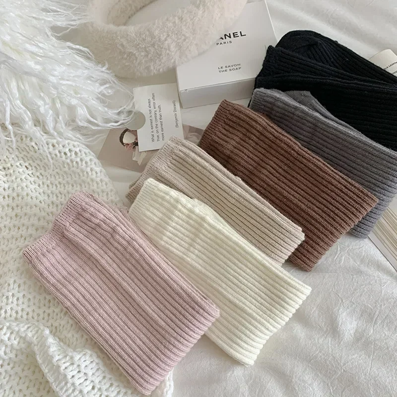 

Solid Color Knitting Cotton Long Socks JK Girl Socks Women Kawaii Khaki Coffee Sock Japanese Fashion Lolita New Black White Gray