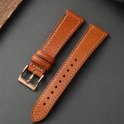 Handmade Italian Leather Retro Men's Watch Strap - Soft, Vintage Style in Multiple Sizes - 22mm (B  rose gold)