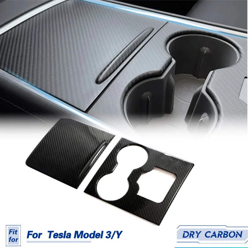 

Car Center Console Wrap Panel Cover Trim Dry Carbon For Tesla Model 3 Y Sedan 4-Door 2016-2023 Center Console Panel Trim