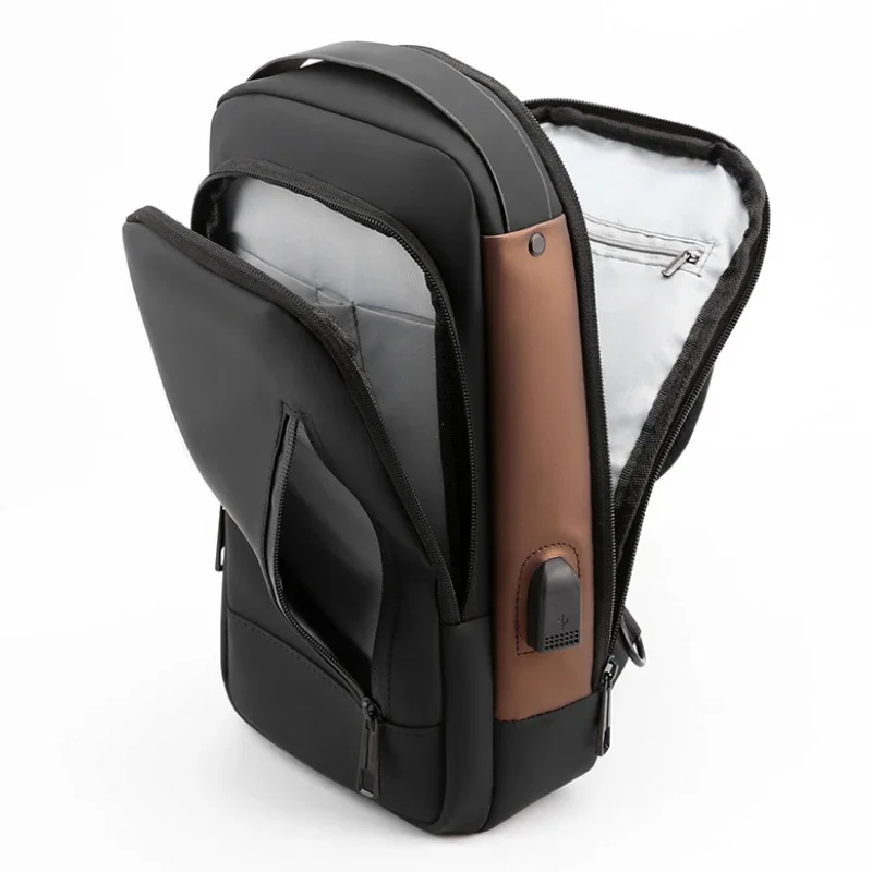 Fashion Business Men's Crossbody Bag Anti-Theft Password Lock Men's Chest Bag With USB Charging Port Travel Shoulder Bag for Man