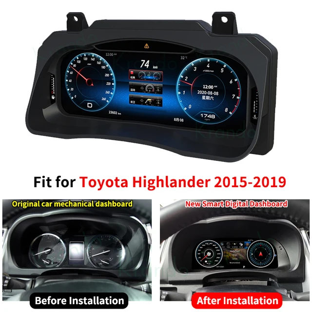 Krando 12.3 Inches Car Digital Cluster For Toyota Highlander 2015 2019 LCD Dashboard