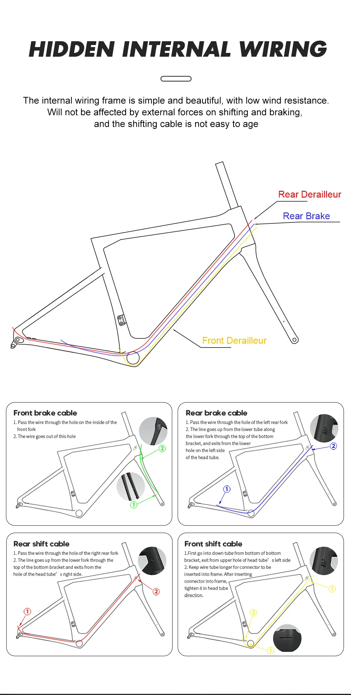FONDRIEST フレーム Carbon Fiber Gravel Bike Frame, Bicycle Wheels, Single Disc