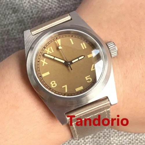 20Bar Diving Tandorio Pilot Watch Japan Nh35A Pt5000 38Mm Vintage Military Sapphire Glass Automatic Men Watch Nylon Strap Lume