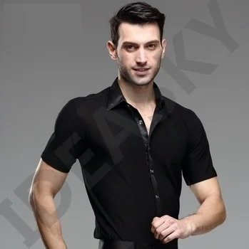 2015 new hot sale adult boy short sleeves male Latin dance shirts modern dance Rumba cha-cha Samba Jive ballroom shirt