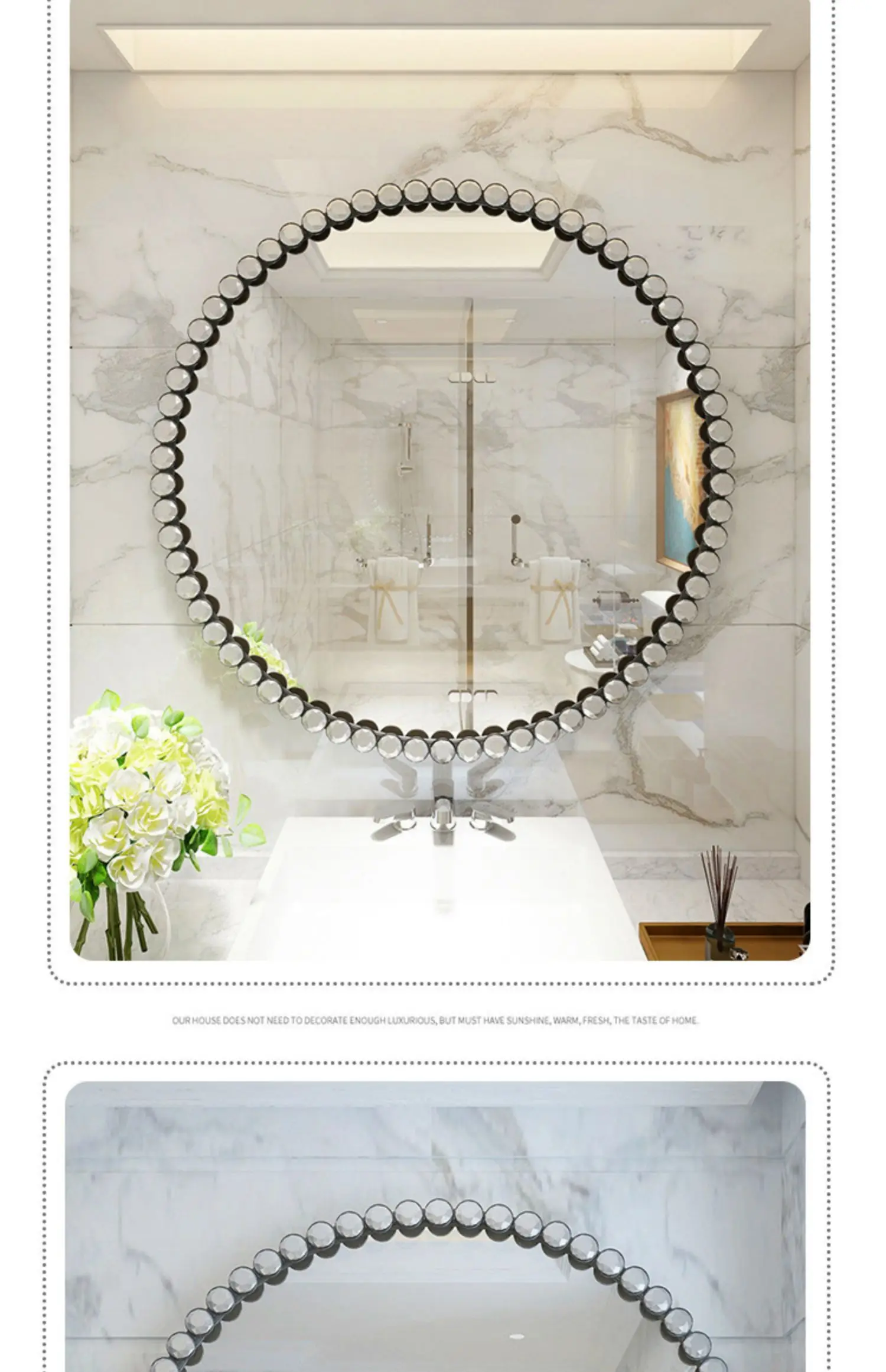Description Picture 3 of itemNordic round bathroom mirror toilet sink makeup toilet mirror wall mounted dressing minimalist decorative
