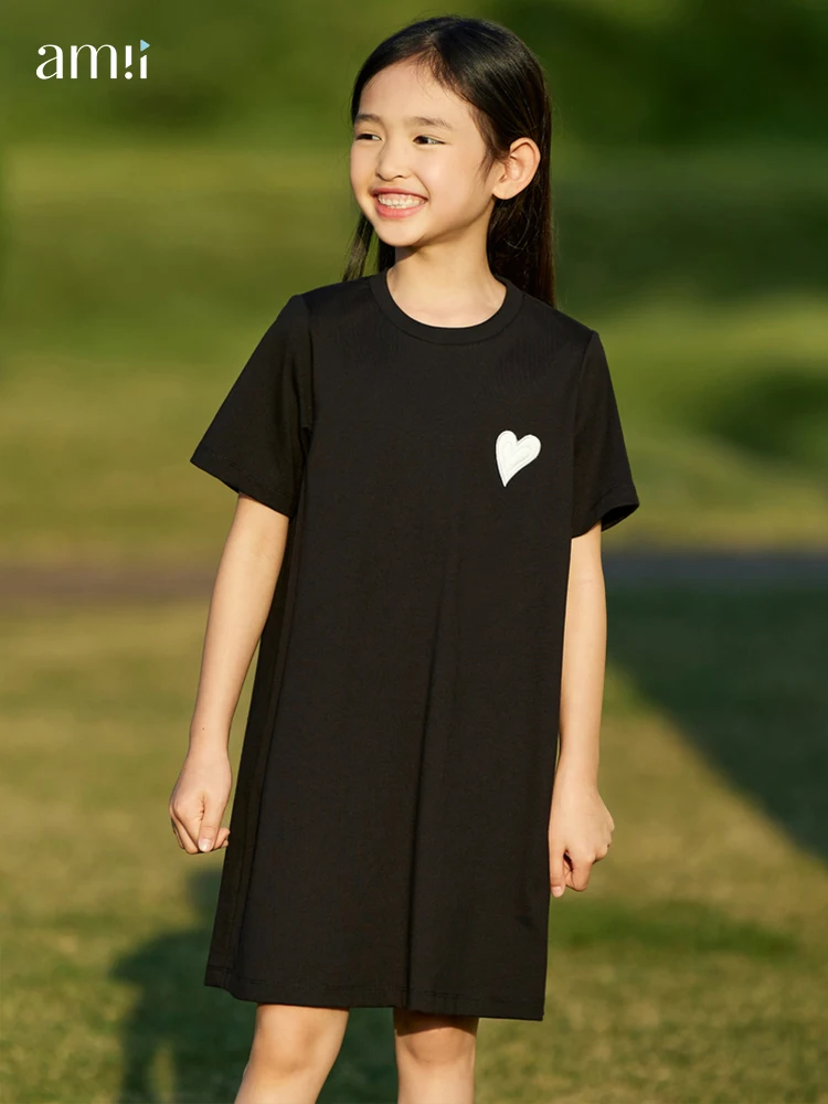 

Amii Kids 2023 Summer New In Dresses for Girls 100% Cotton Cute Child‘s Vestido Love Shape Casual Girl Frock Girl Dress 22322009