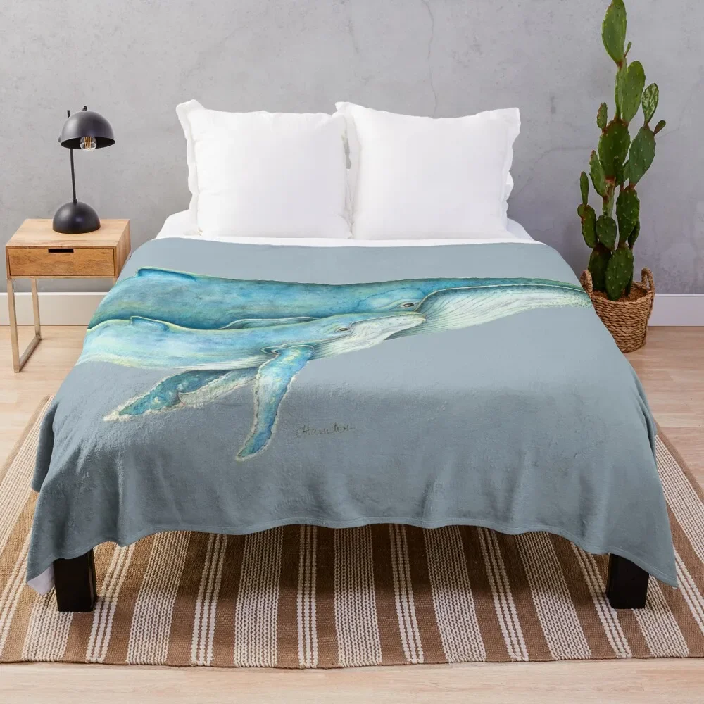

Humpback Whales (blue) Throw Blanket For Sofa Personalized Gift Flannels Blanket