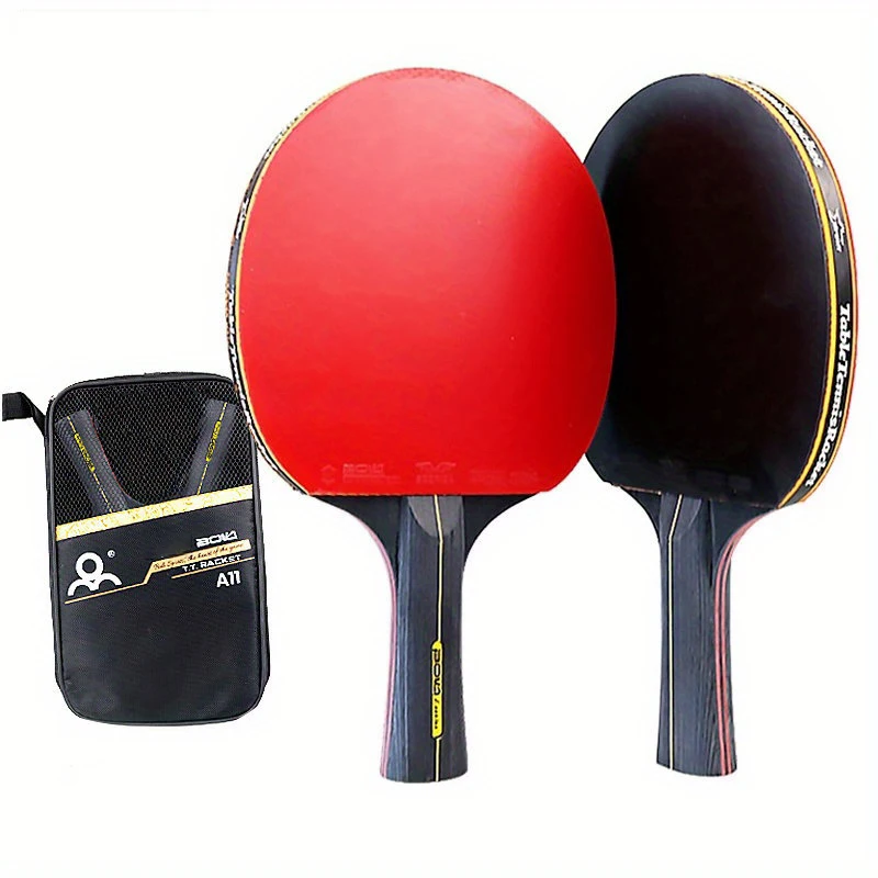 Description Picture 2 of item2Pcs Professional Table Tennis Rackets, 6 Star Table Tennis Racket, Double Sided Rubber Paddle With Bag
